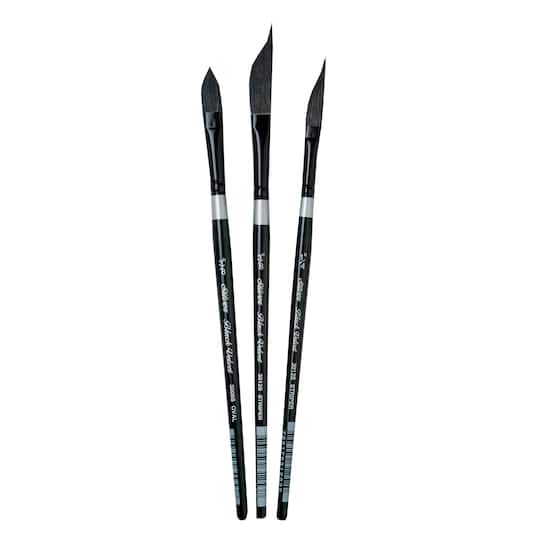Silver Brush Limited Black Velvet Dagger/Oval Brushes, Pack of 3